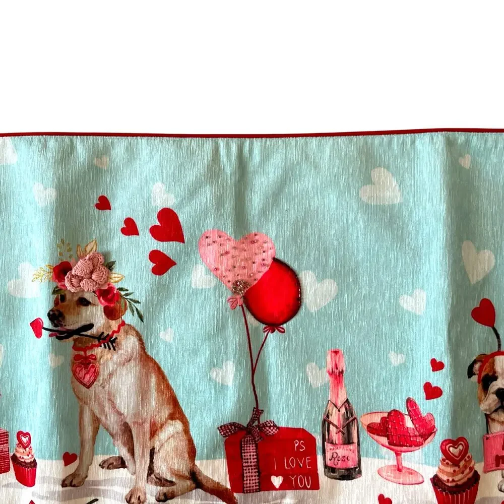 Nicole Miller Valentine's Day Table Runner 16x72 Sweet Treats Dog Party NEW